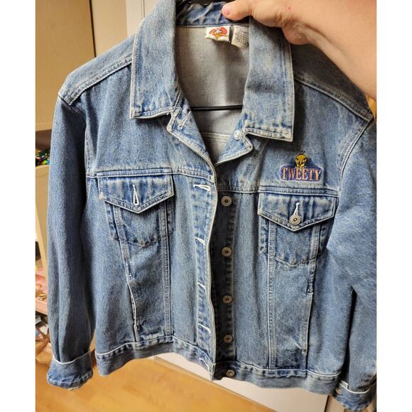 Vintage Tweety denim jacket large jean  womens Looney Tunes - Picture 2 of 5